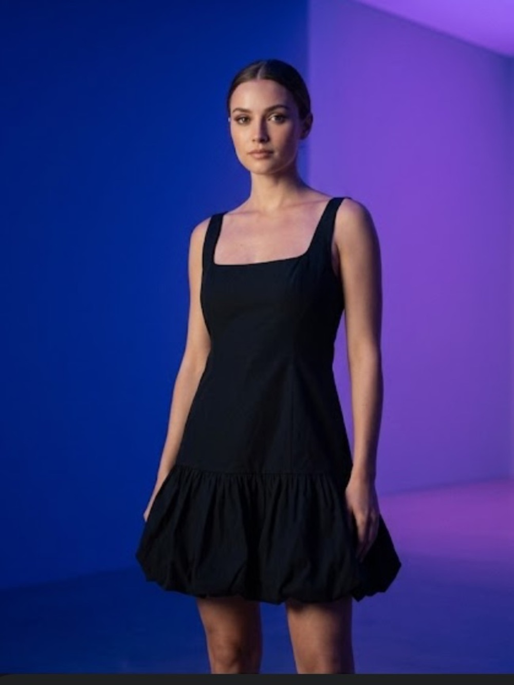 Steve Madden Black Sleeveless Ruffle-Hem Mini Dress